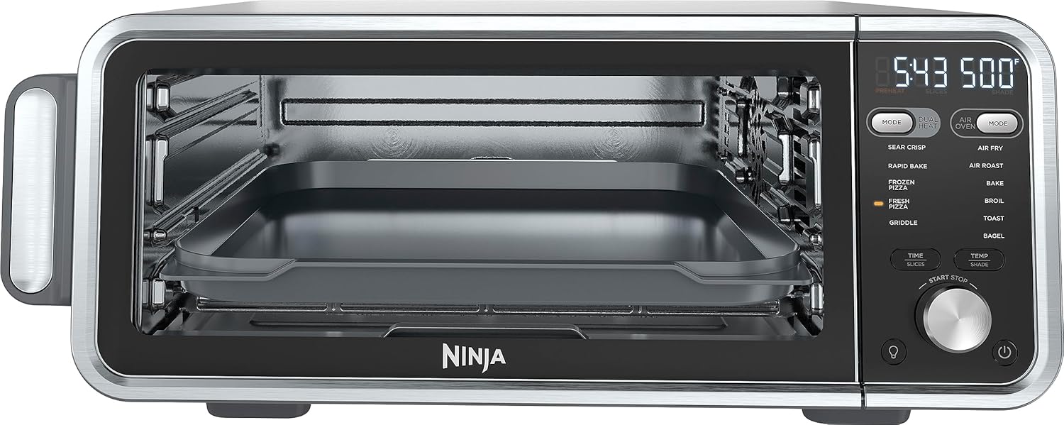 Ninja FT205CO Digital Air Fryer Toaster Oven 10-in-1 Countertop Oven with XL Capacity - Air Fry, Bake, Broil, Roast, Toast - Includes Air Fry Basket, Sheet Pan, Wire Rack & Crumb Tray - Perfect for Small Kitchens, Dorms & RV Cooking (Silver)