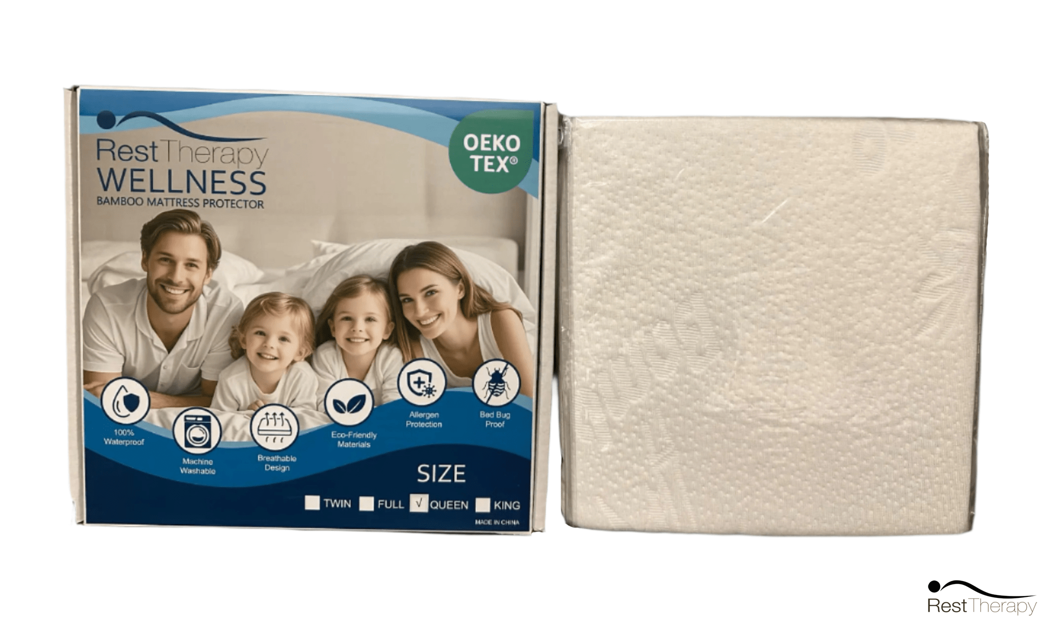 Premium Bamboo Mattress Protector - Hypoallergenic, Waterproof & Breathable - Fits All Mattress Sizes (Twin, Full, Queen, King) - Ideal for Allergy Sufferers, Kids & Hot Sleepers