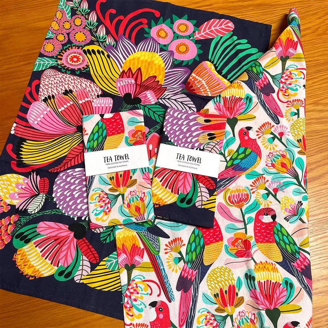 Premium Eden Paradise Tea Towel Set - 100% Cotton Absorbent Kitchen Towels (Set of 6) - Perfect for Drying Dishes, Cleaning Countertops & Decorating Your Kitchen