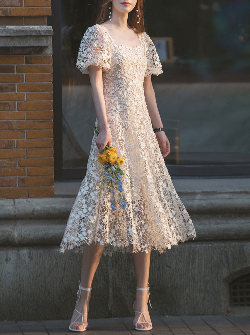 Elegant Beige Tulle Lace Short Prom Dress | Homecoming Party Gown | Perfect for Prom Night, Homecoming Dance & Special Occasions