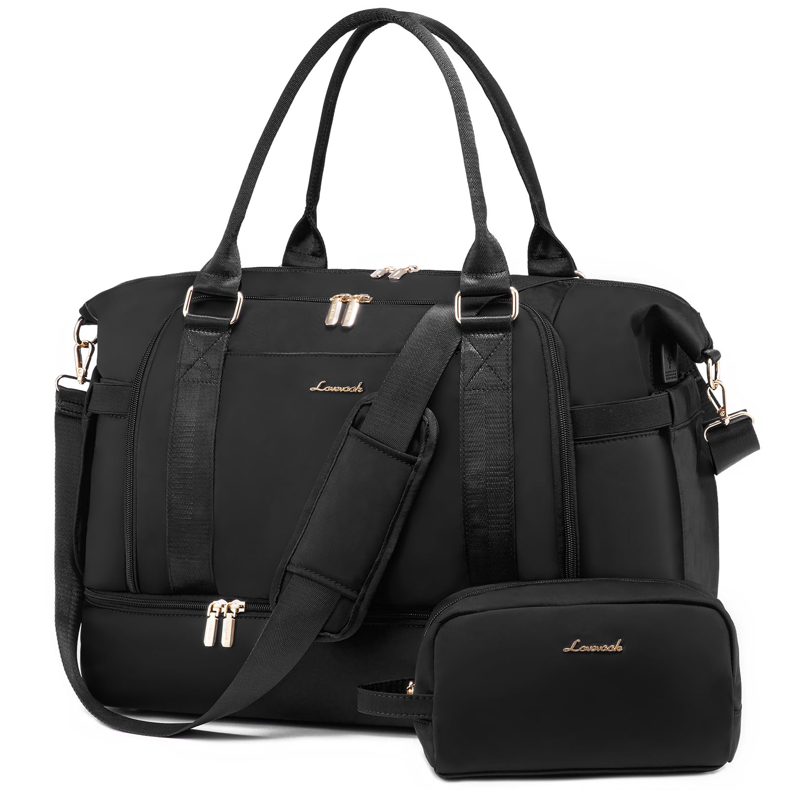 LOVEVOOK Women's Gym Bag with USB Charging Port - Large Travel Duffel, Weekender Overnight Bag with Shoe Compartment & Toiletry Pouch - Perfect for Workouts, Travel, Hospital Visits & Labor Delivery Essentials