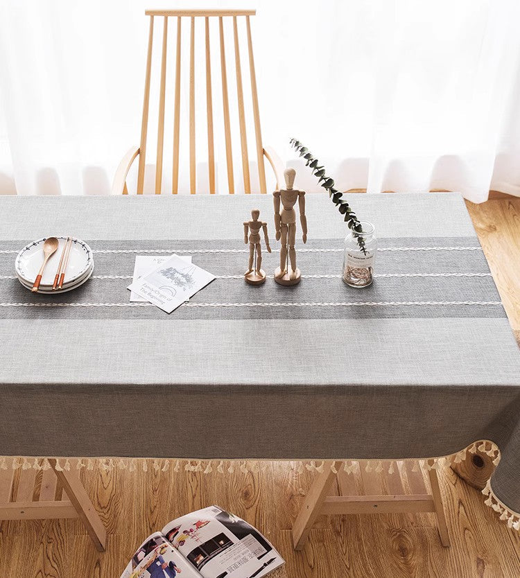 Modern Large Rectangle Table Cover - Cotton & Linen Tablecloth for Dining Room, Kitchen, Oval Tables | Waterproof & Washable for Everyday Use, Parties & Special Occasions