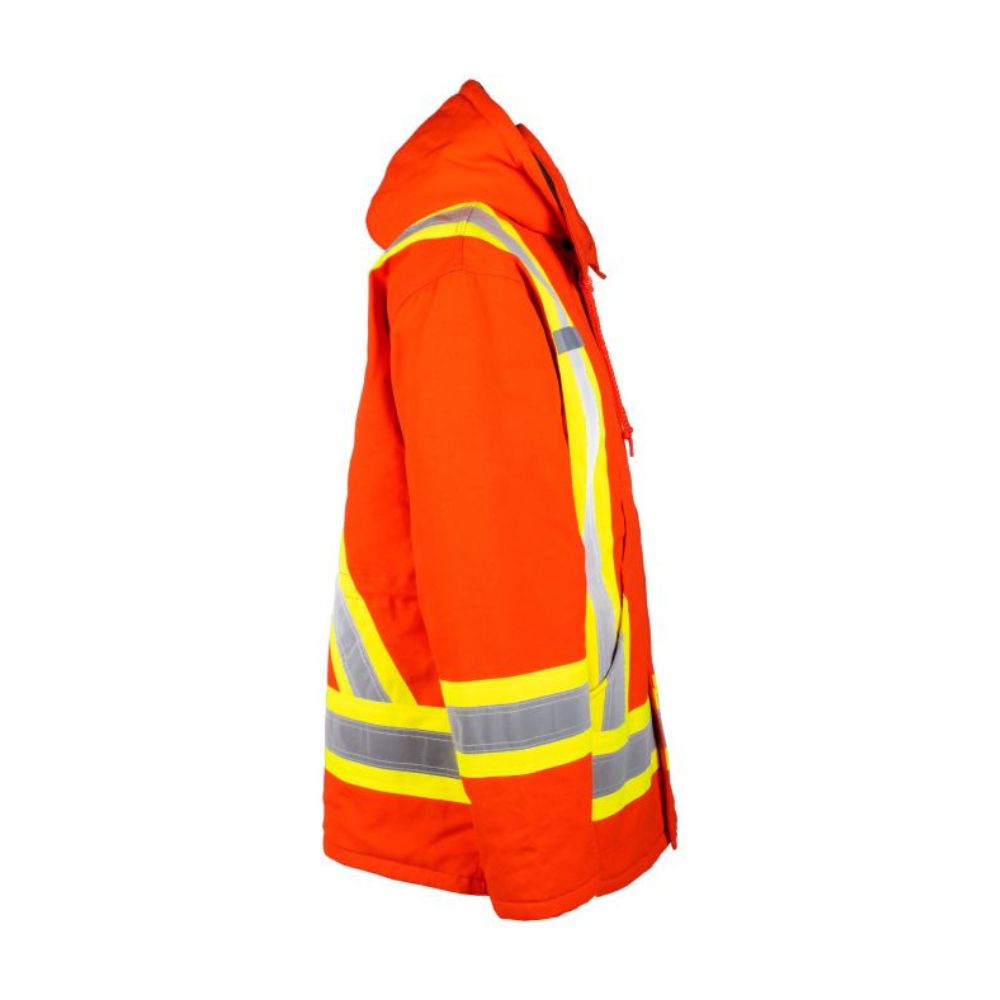Terra Hi-VIS Men's Lined Winter Canvas Safety Parka Jacket - 116568OR Orange | High Visibility Workwear for Construction & Outdoor Winter Jobs