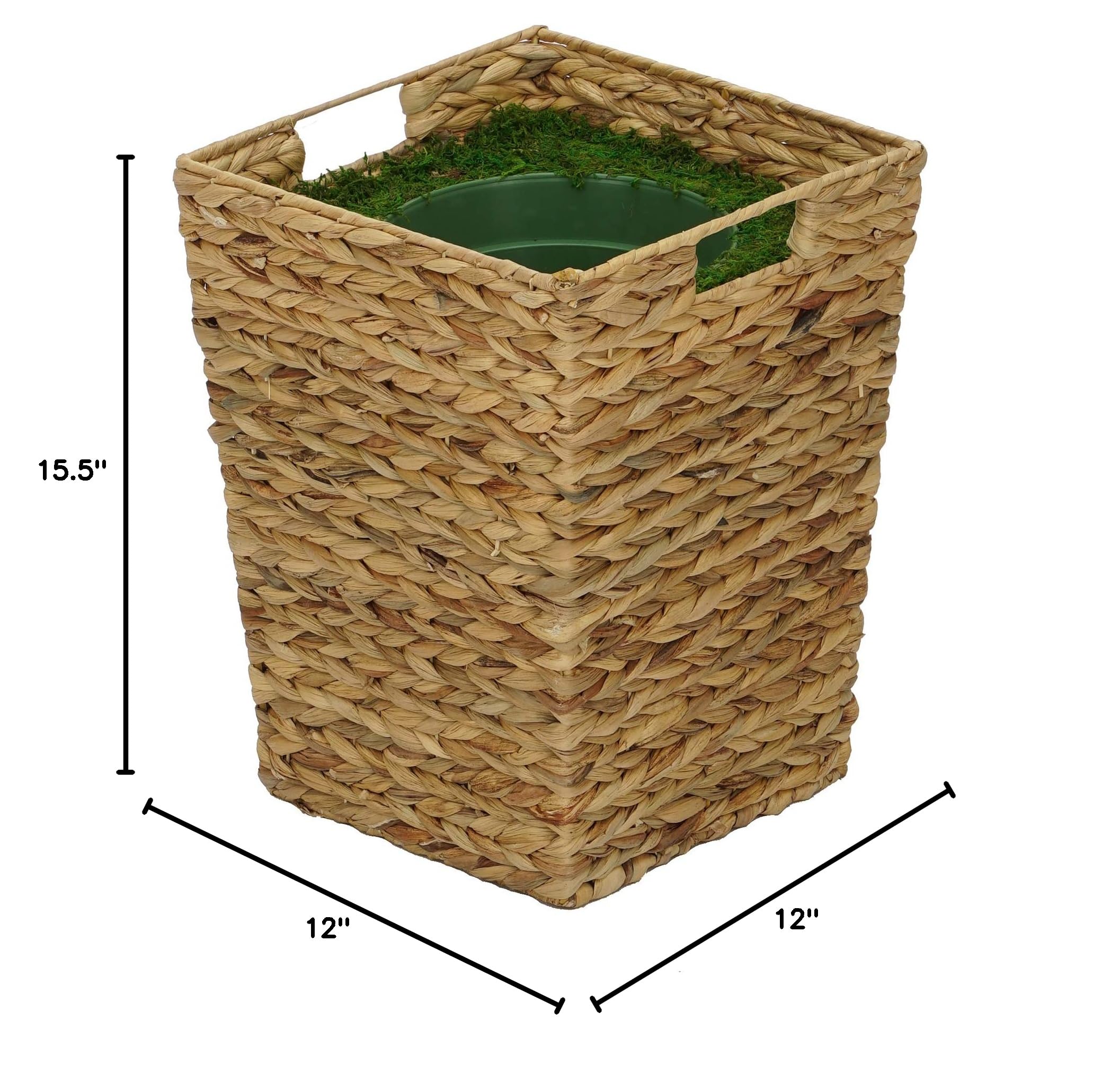 Large Natural Tapered Water Hyacinth Basket Planter - House of Silk Flowers Pot-in-a-Pot for Home Decor, Indoor Plants & Boho Style Rooms | Perfect for Living Room, Bedroom or Office Decorations