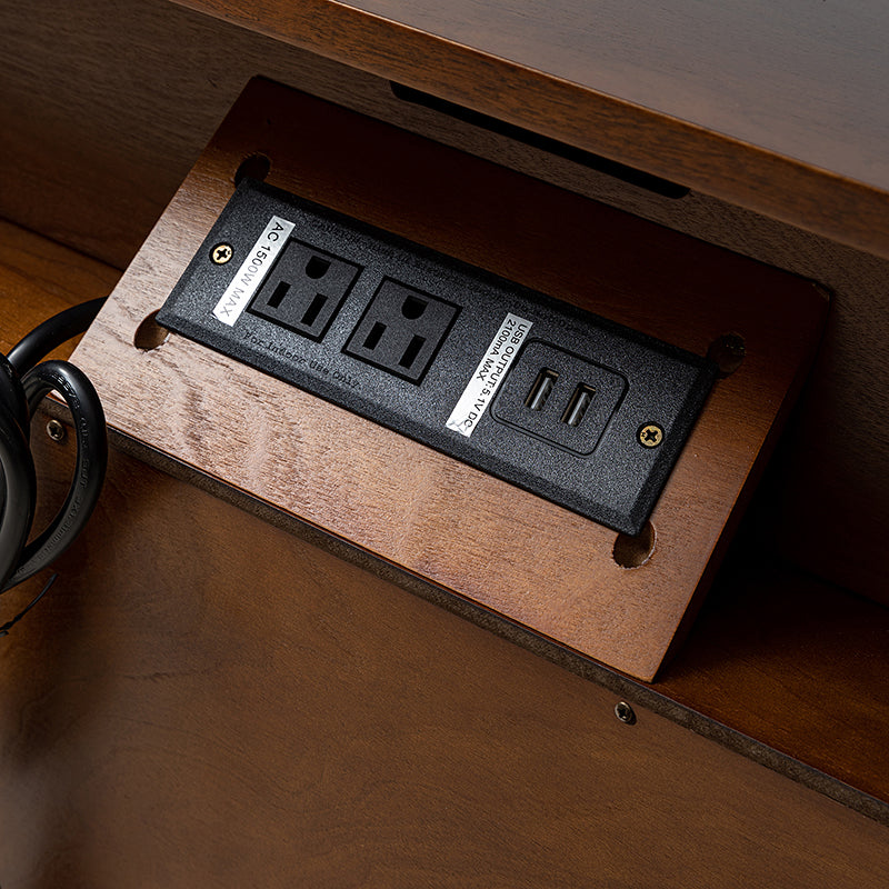 Grace 2-Drawer Nightstand with USB Charging Ports & Power Outlets - Modern Bedside Table for Bedroom, Living Room & Office Use
