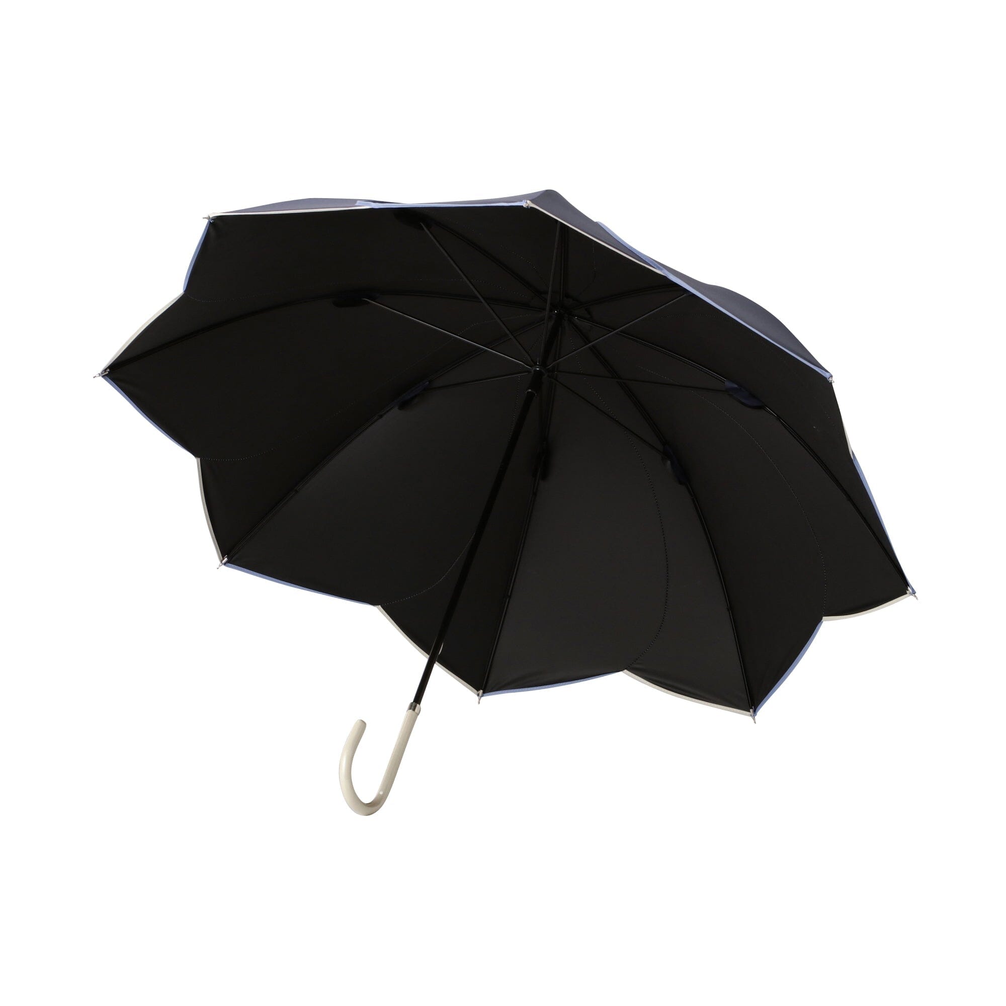 Bicolor Piping Long Umbrella 50cm Navy Blue - Stylish Waterproof Rain Umbrella for Men & Women, Perfect for Outdoor Walking, Commuting and Travel