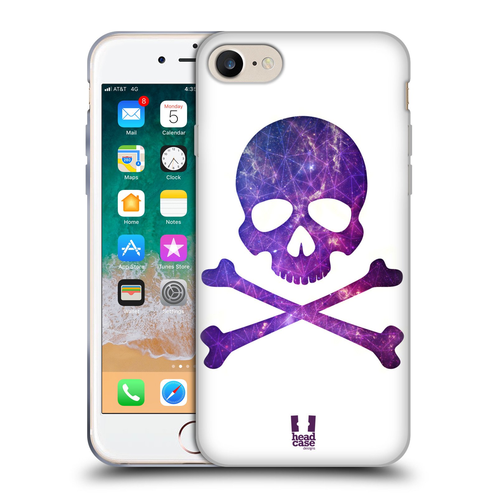 Galaxy Skulls & Crossbones Soft Gel Phone Case for Apple iPhone 7/8/SE (2020 & 2022) - Protective Slim Cover with Unique Design | Perfect for Everyday Use, Travel & Gift Giving
