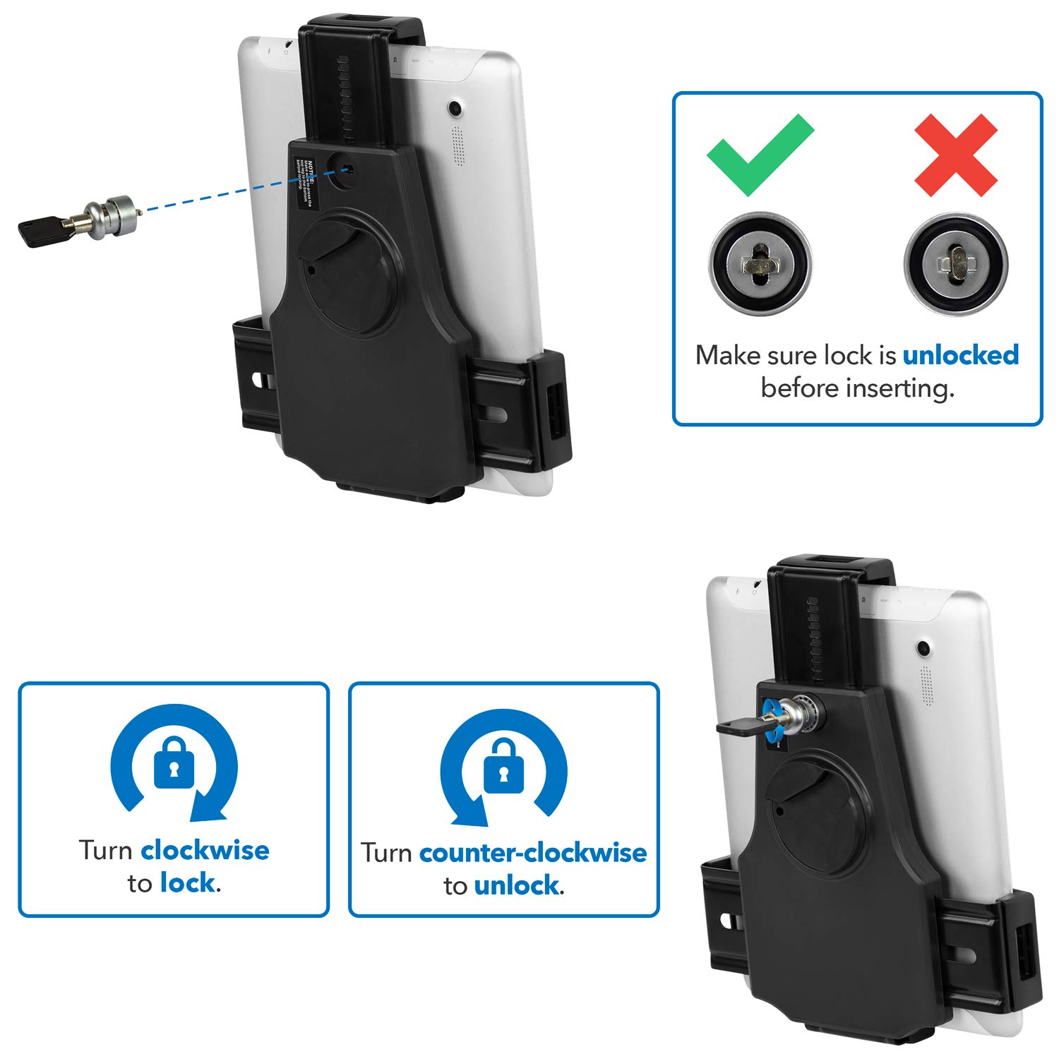 Mount-It! Universal Anti-Theft Tablet Floor Stand - Adjustable Height Kiosk Stand with Locking Mount for iPad, Galaxy Tab, Surface Go & 7.9