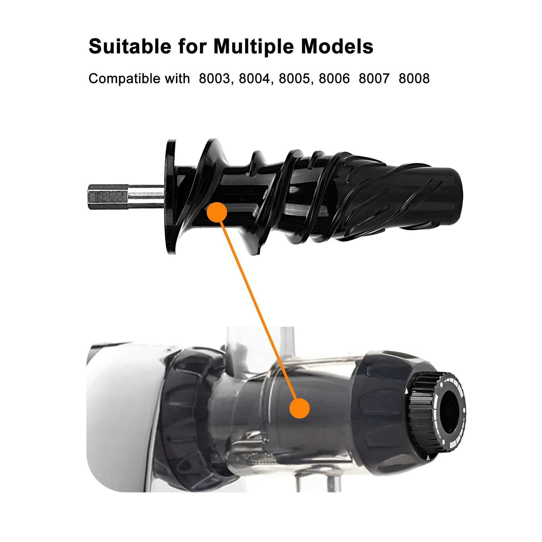 8006 Juicer Replacement Auger - Compatible with 8003, 8004, 8005, 8007, 8008, NC800, NC900 Masticating Juicers - Durable Spare Parts for Healthy Juicing at Home