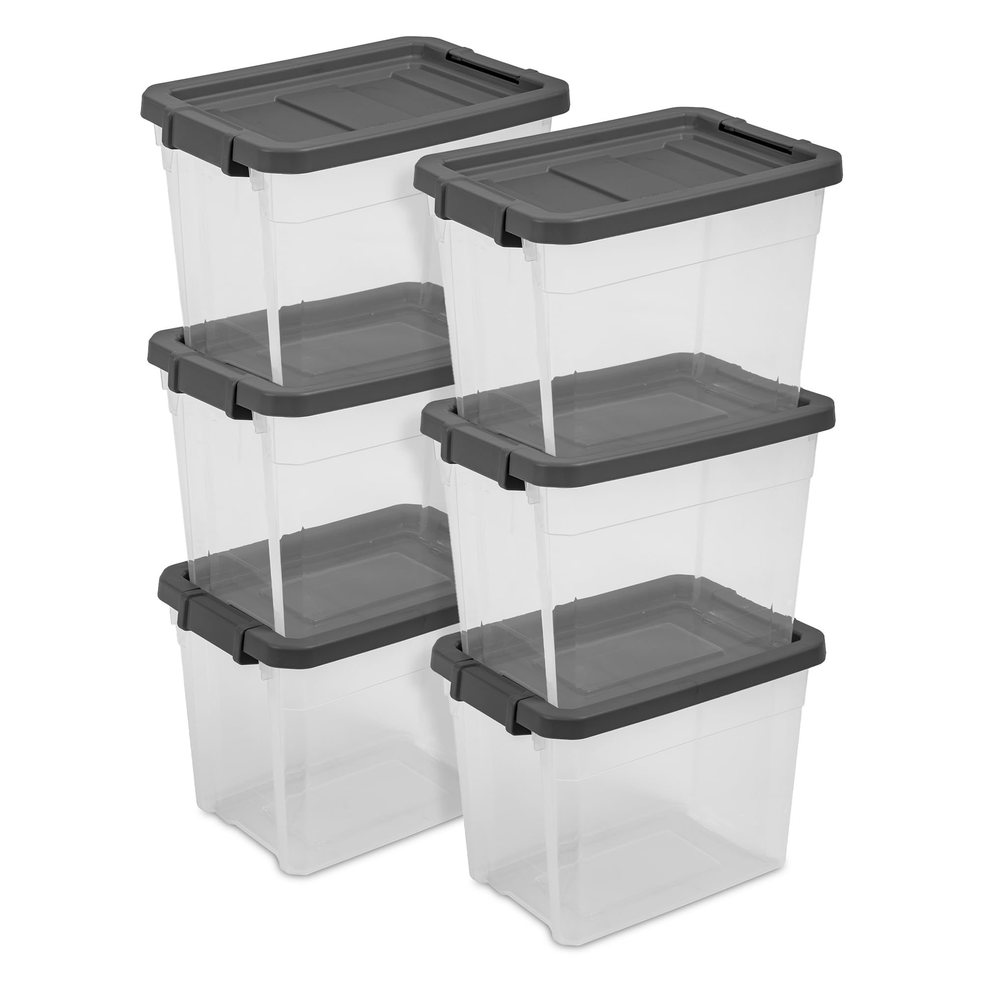Sterilite 18-Pack 30 Quart Clear Plastic Storage Bins with Secure Latching Lids - Modular Stackable Organizer for Home, Office & Garage Storage Solutions - Perfect for Clothes, Toys, Seasonal Decor & More