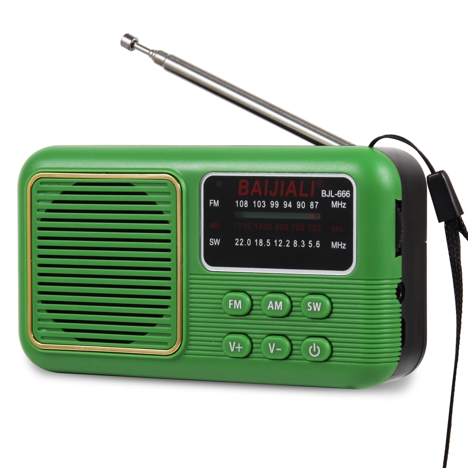 Vintage AM FM Shortwave Portable Radio - Retro Transistor Radio with Loud Speaker & Earphone Jack, 2AA Battery or DC 5V Powered - Perfect Gift for Seniors & Elderly (Green) - Ideal for Camping, Emergency Kits, Home Use, Travel, Outdoor Adventures, Power Outages & Daily Listening - Great for Elderly Care, Blackout Preparedness, and Nostalgic Music Enjoyment
