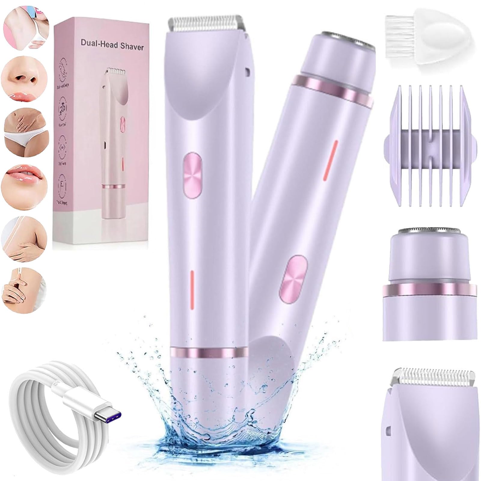 Upgraded Smoovi 2.0 Bikini Shaver - 2-in-1 Electric Razor for Legs & Bikini Area, Waterproof for Wet/Dry Use - Perfect for Travel & Smooth Skin Care