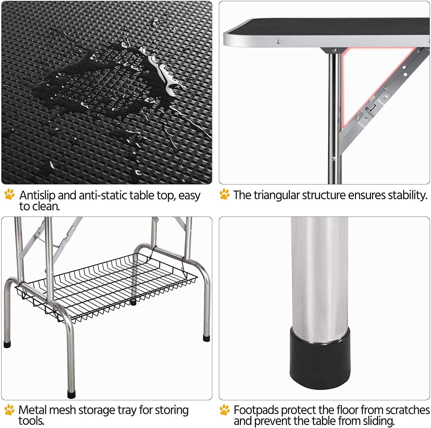 Professional Adjustable Large Dog & Cat Grooming Table - Foldable Pet Trimming Station with Arms, Nooses & Mesh Tray - 330lbs Weight Capacity (46