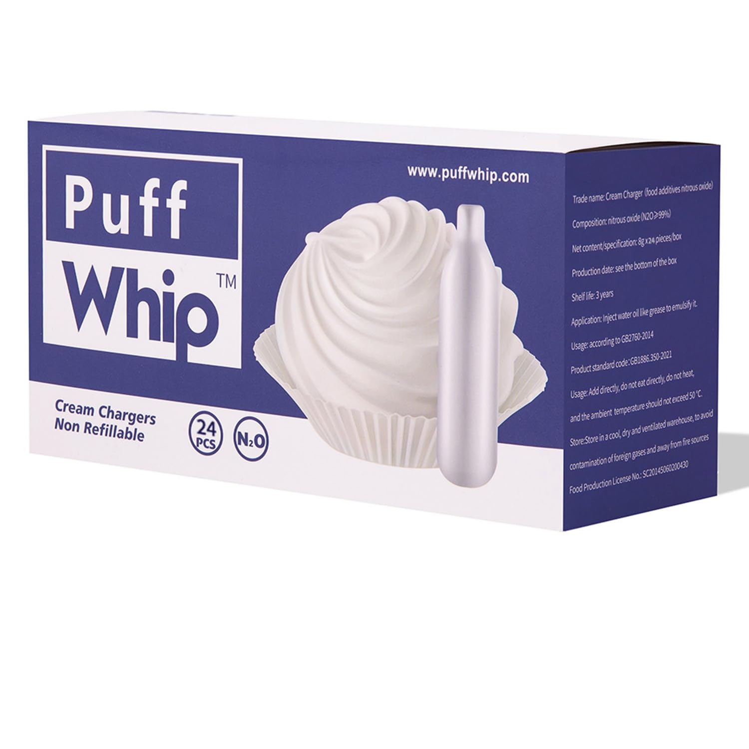 Premium 8g Whipped Cream Chargers - 24 Pack (N2O Cartridges) for Professional Desserts, Coffee Toppings & Home Baking | Food Grade Stainless Steel Cream Dispenser Refills