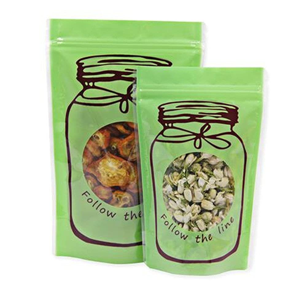 100Pcs 12x19cm Reusable Self-Seal Ziplock Doypack Bags - Moisture Proof Clear Plastic Pouch for Snacks, Candy, Coffee, Tea & Dry Food Storage | Airtight Zip Lock Packaging for Home, Office & Travel Use