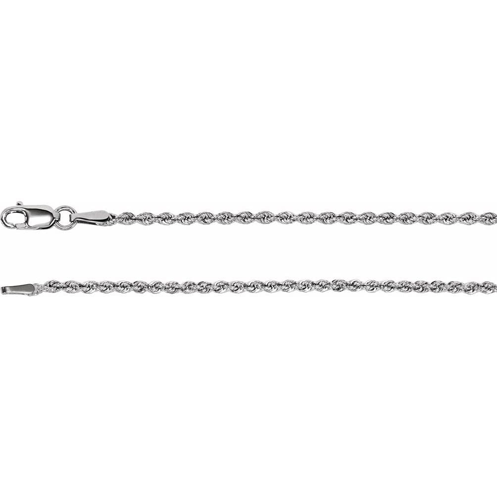 Bonyak 14k White Gold 1.85mm Rope Chain Necklace 16