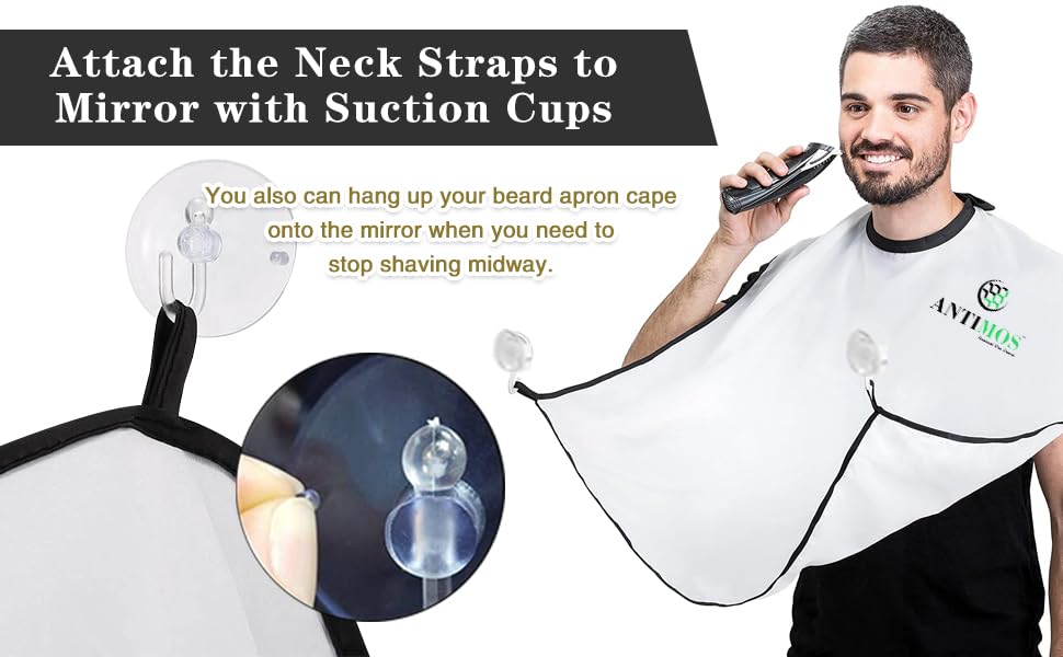 ANTIMOS Beard Apron & Hair Catcher for Men - Waterproof Grooming Bib with 2 Suction Cups - Perfect for Shaving, Trimming & Beard Care at Home