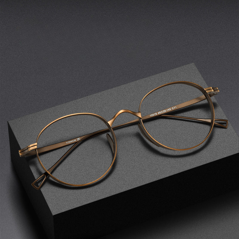 Vintage Titanium Round Eyeglasses Frames ST10519 - Classic Retro Style for Men & Women - Perfect for Reading, Driving, and Fashion Accessories