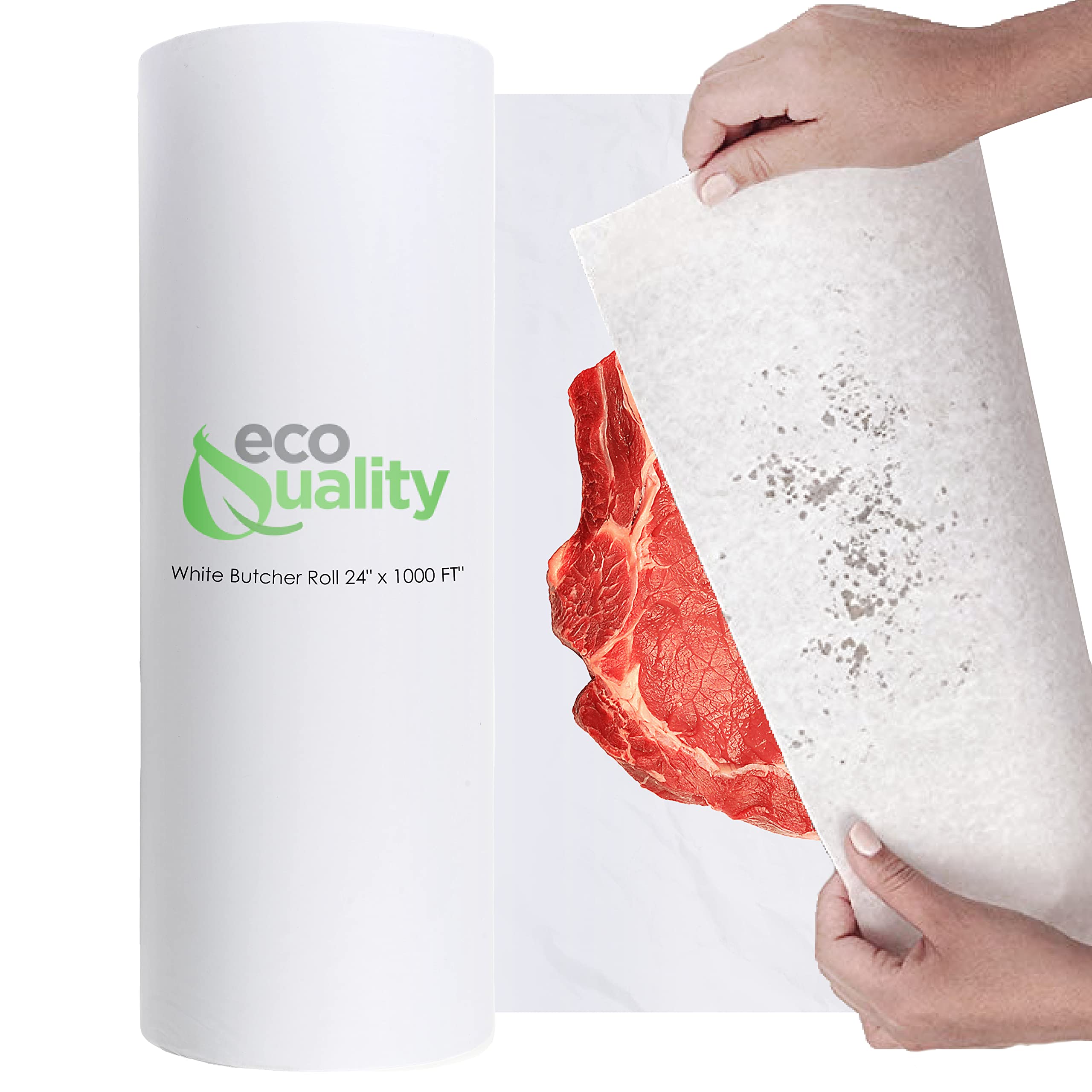 2 Pack EcoQuality Butcher Paper Rolls - 24 Inch x 1000 Feet Food Grade Freezer Paper for Meat Wrapping, BBQ Smoking, Restaurant & Food Service | Heavy Duty Butcher Roll for Commercial & Home Use
