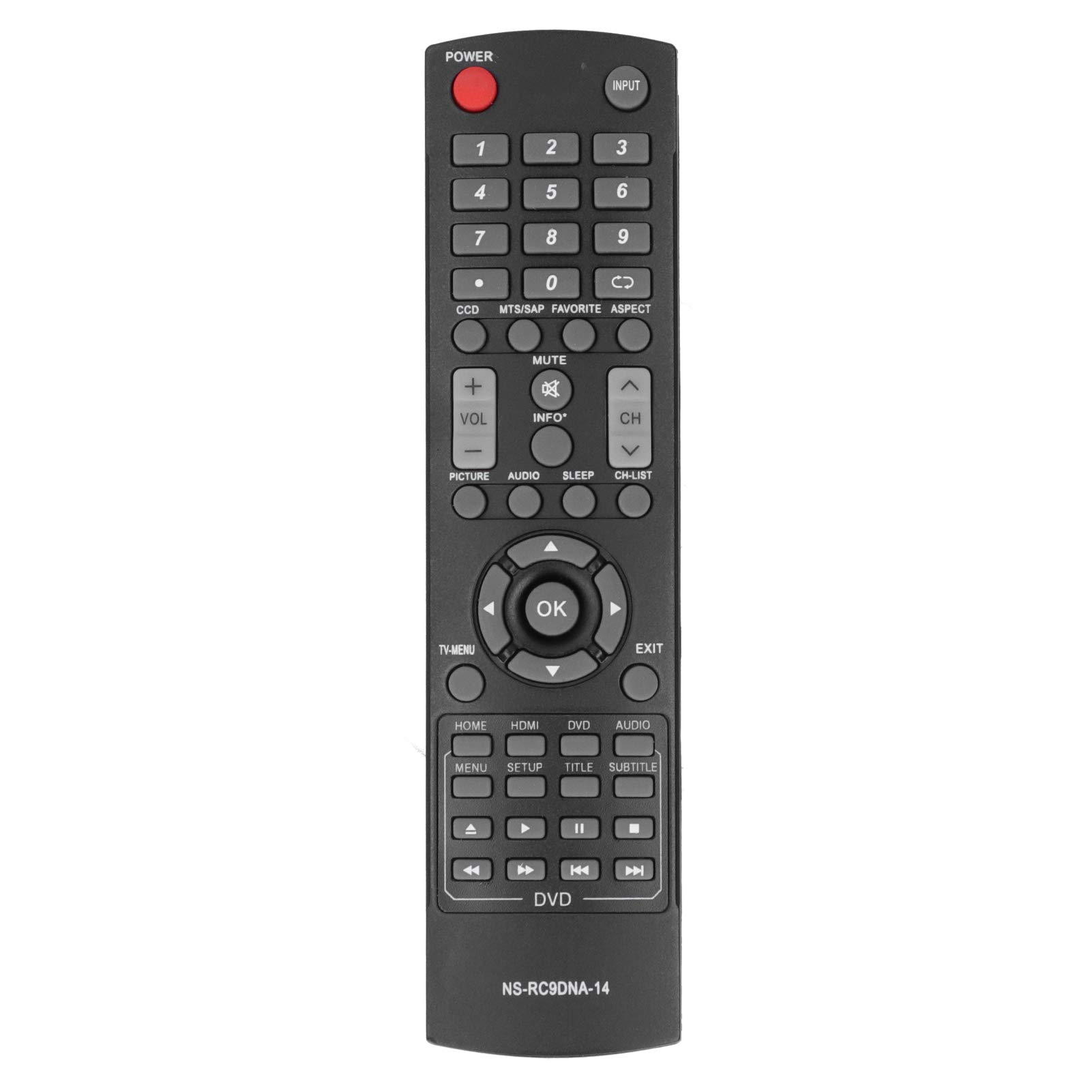 Universal Replacement TV Remote Control for Insignia NS-20ED310NA15 LCD TV - Black, Durable & Long Range (Perfect for Living Room, Bedroom, Home Theater Use)