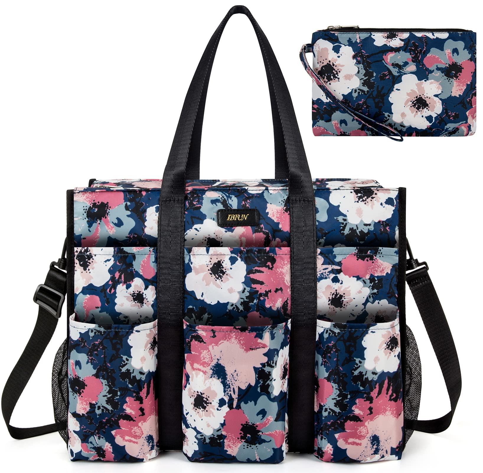 IBFUN 14/24 Pocket Zip Top Utility Tote Bag for Teachers & Working Women - Office & School Essentials