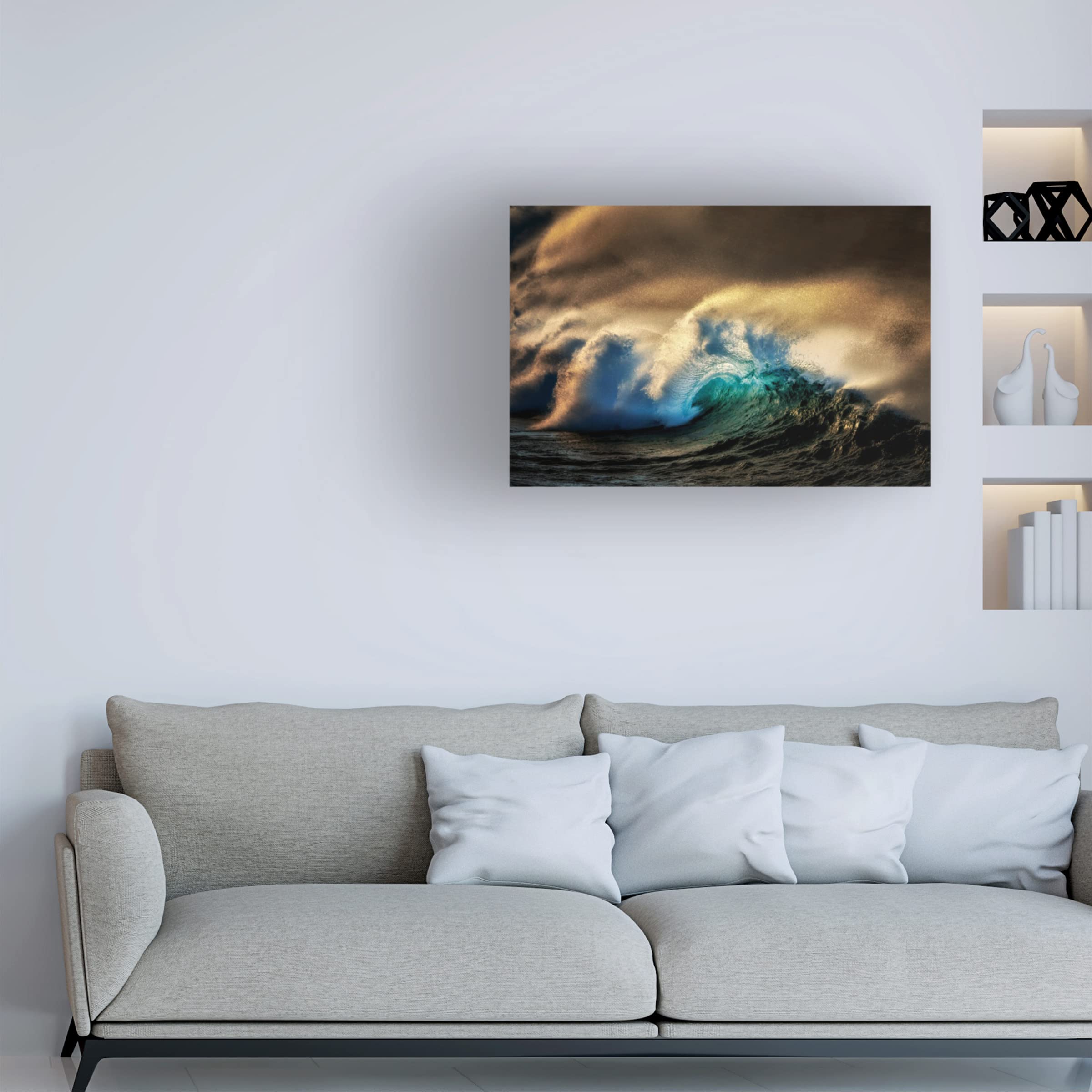 Trademark Fine Art 'Off Shore Wind 2' Canvas Wall Art by Dennis Frates - Ocean Wave Painting for Beach House Decor, Living Room & Office Wall Art