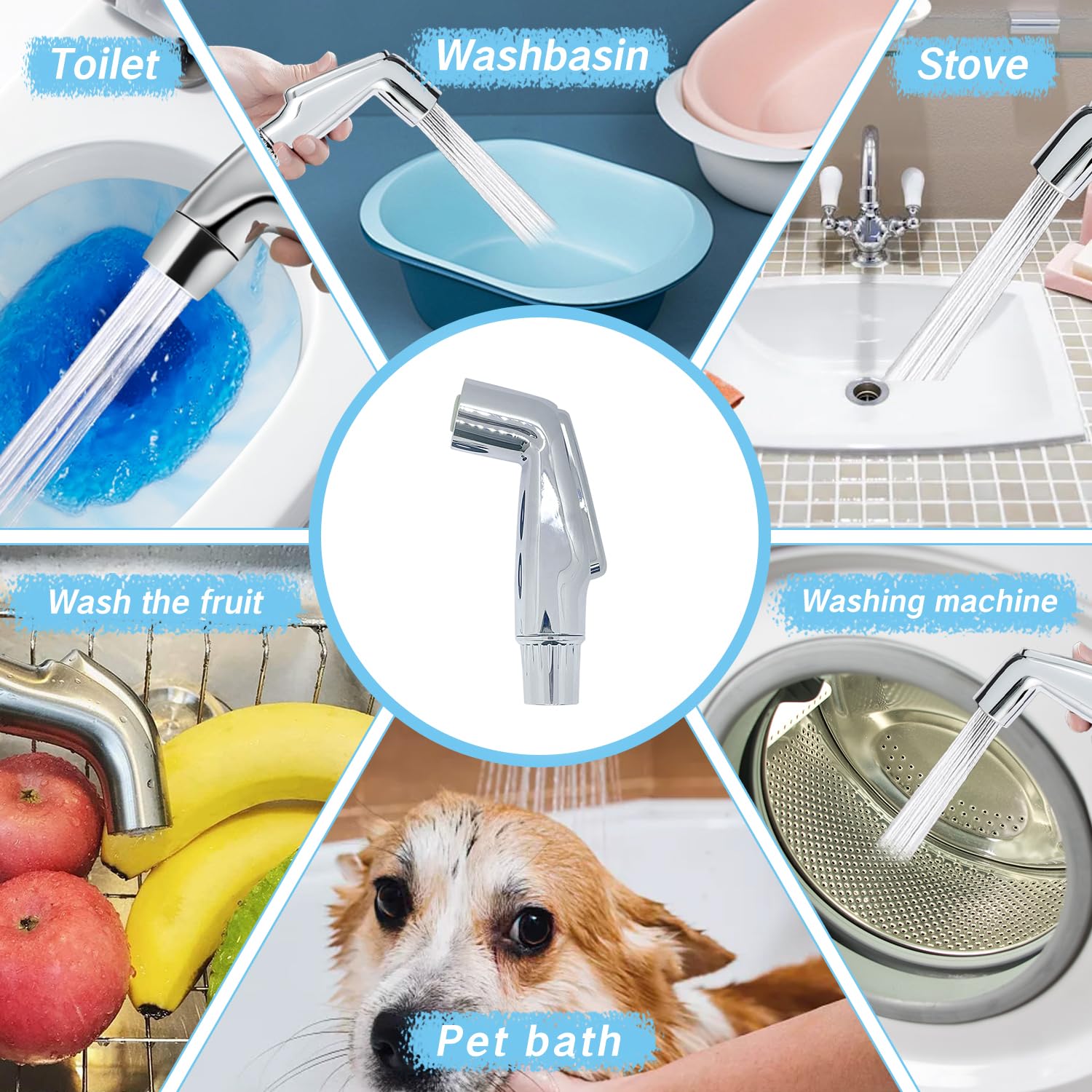 1 Pack Universal Kitchen Sink Sprayer Replacement Head - Chrome Pull Out Faucet Spray Attachment with Easy Installation for Most Sinks | Perfect for Dishwashing, Vegetable Rinsing & Countertop Cleaning