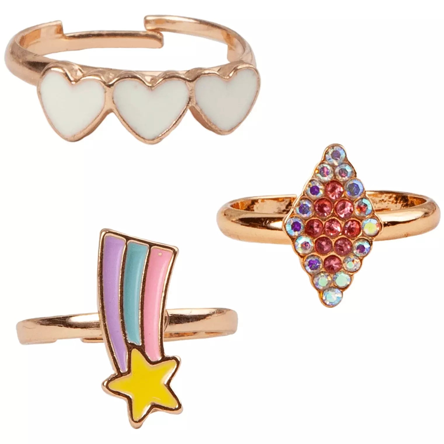 Elegant Heart & Star Rings Set of 3 - Dainty Stackable Rings for Women - Perfect for Valentine's Day, Anniversary Gifts & Everyday Jewelry