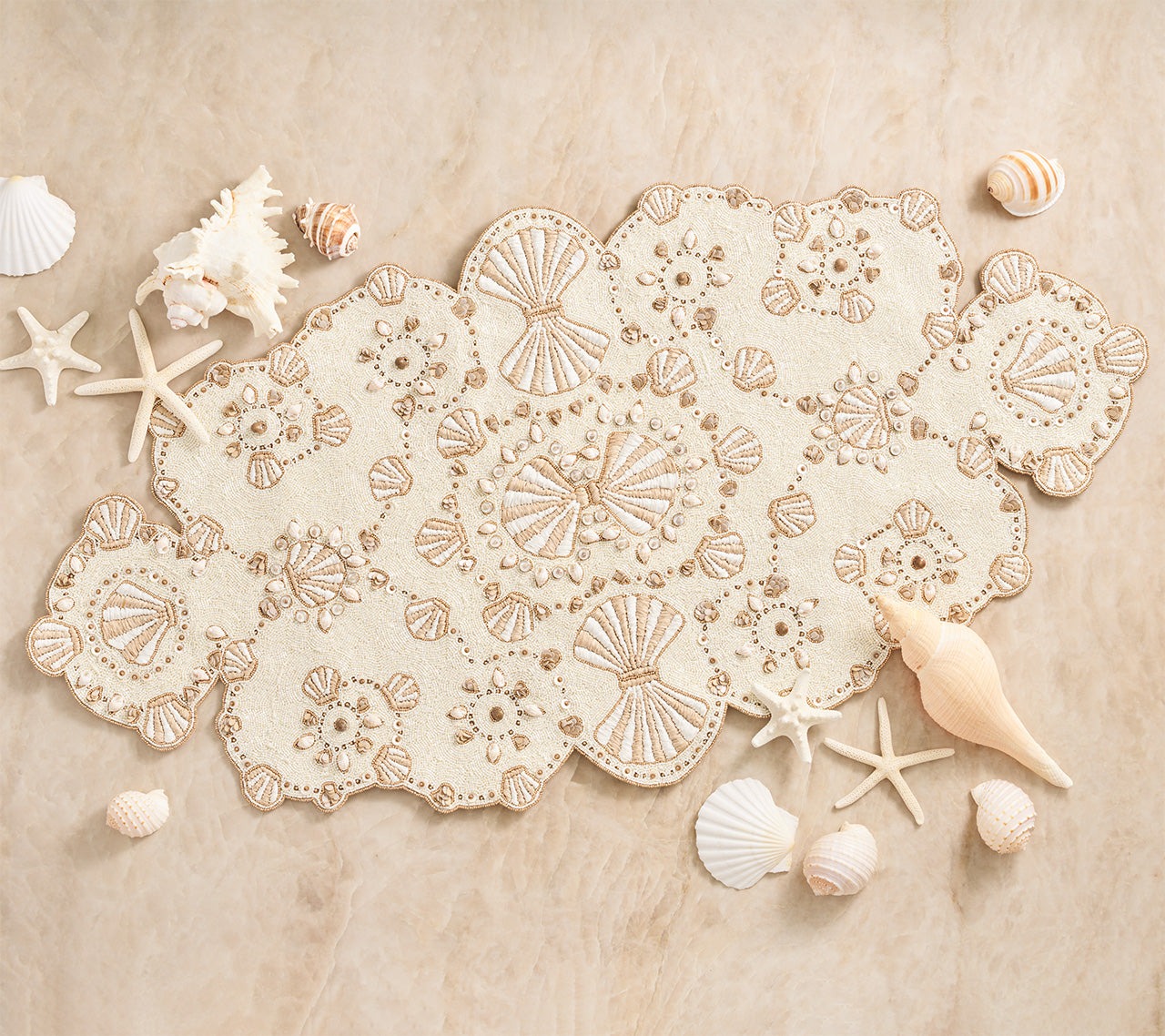 Natural, Ivory & Gold Beachcomber Runner - Perfect for Coastal, Boho, and Farmhouse Home Decor