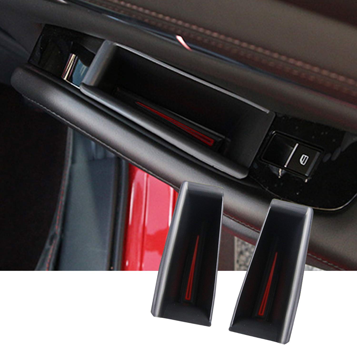 2PCS ABS Car Door Handle Organizer Tray for 2019-2025 Mazda 3 & 2020-2025 CX-30 | Rear Door Storage Box Accessory | Perfect for Gloves, Keys & Small Items | Durable Side Compartment Insert