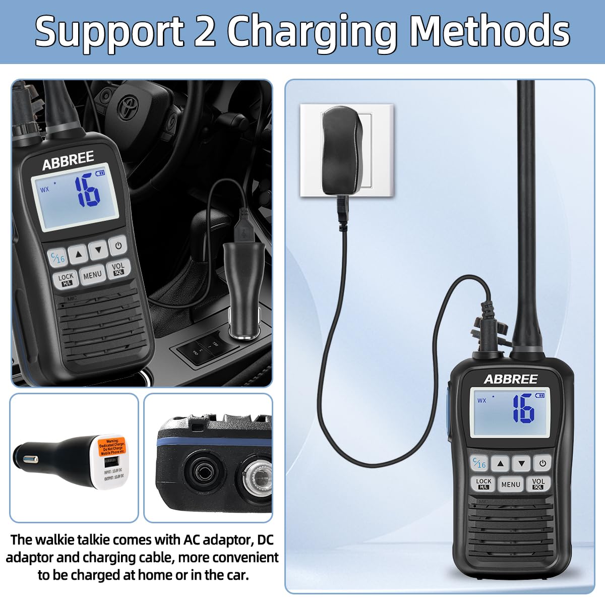 **ABBREE MR-25 VHF Marine Radio - IP67 Waterproof Floating Handheld Two-Way Radio with Noise Cancelling Mic, NOAA Weather & LCD Display | Long Range Walkie Talkie for Boating, Fishing & Emergency Use**