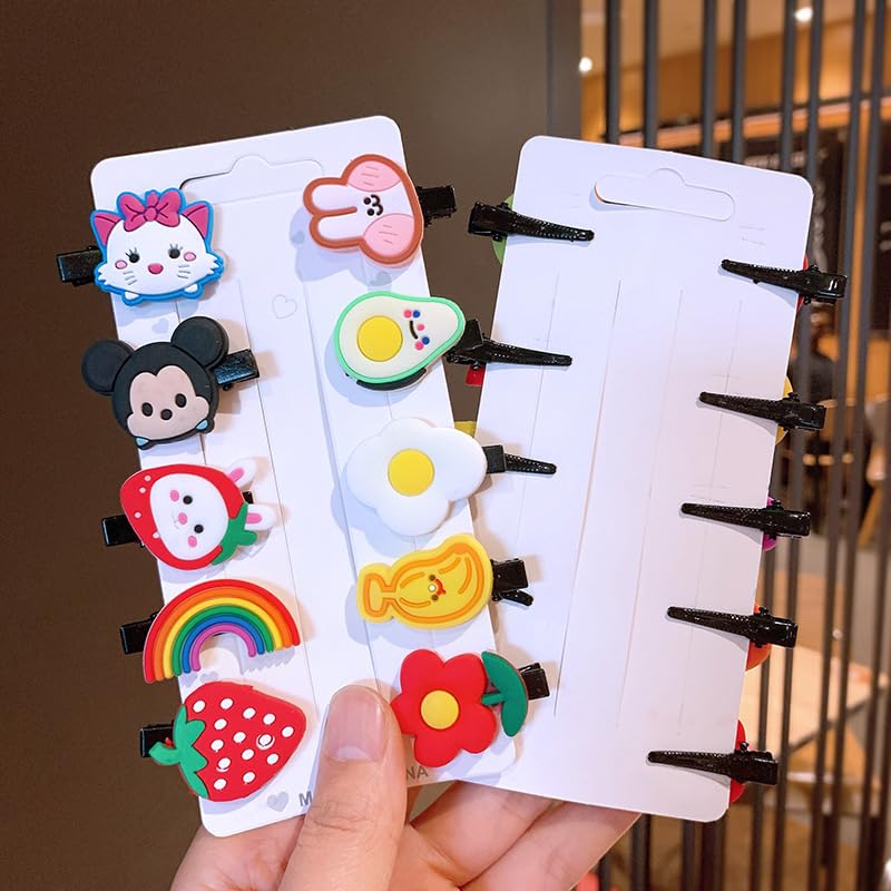 FAVELA™ 20-Pack Mini Emoji & Cartoon Hair Clips for Kids - Cute Smiley Face Barrettes for Girls & Toddlers - Fun Hair Accessories for School, Parties & Daily Styling