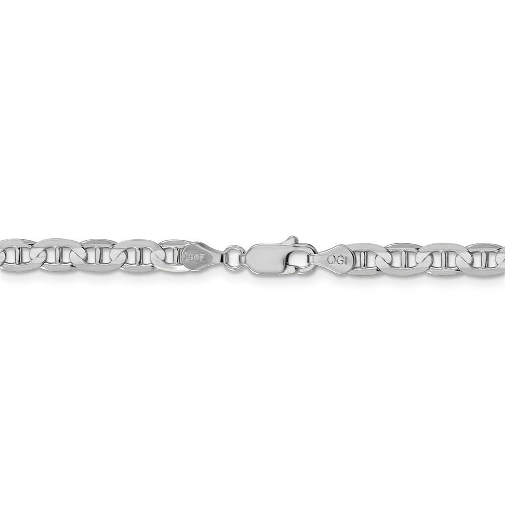 The Black Bow 4.4mm 14k White Gold Solid Concave Anchor Chain Necklace - Perfect for Elegant Evening Wear and Special Occasions
