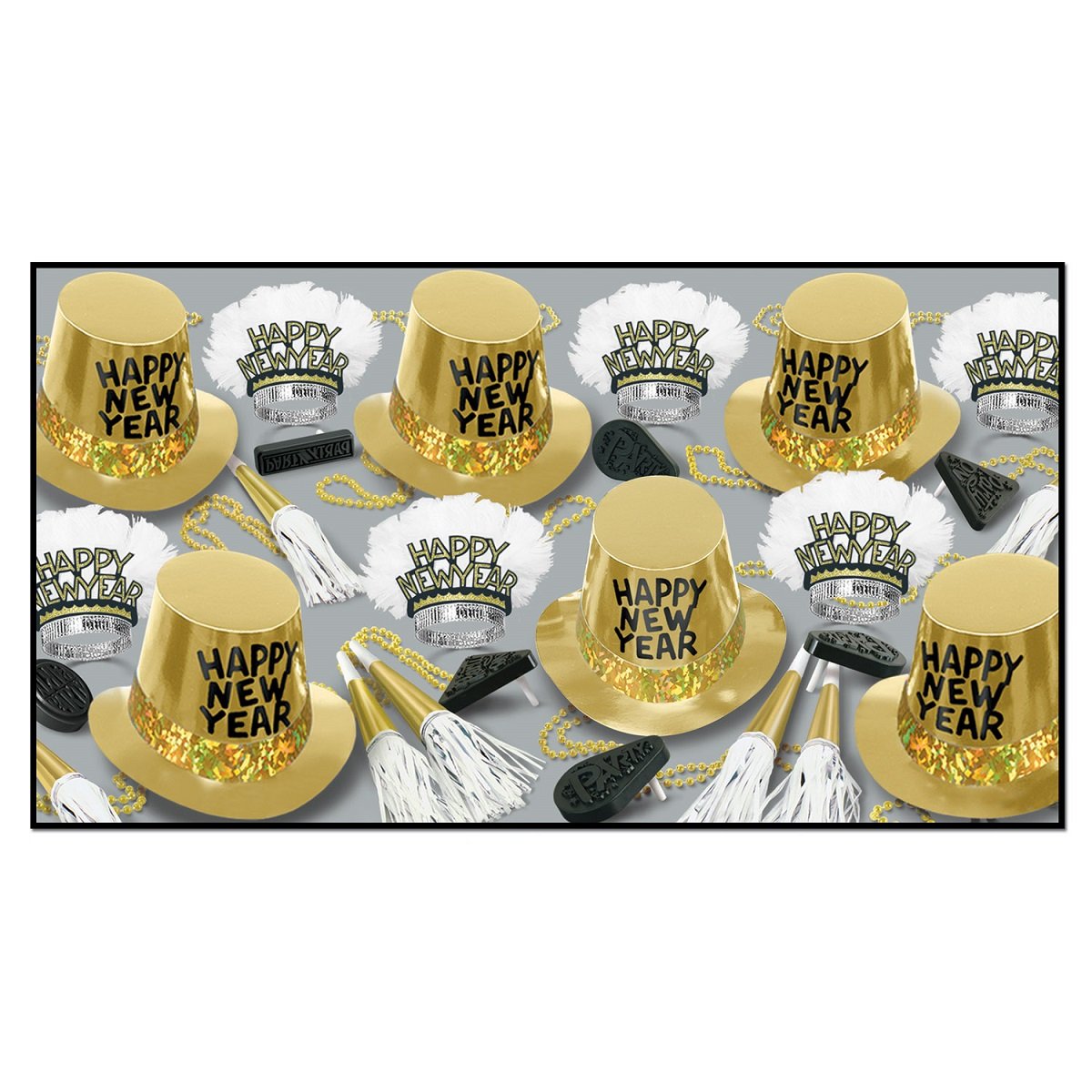 Beistle Gold Rush Party Kit for 50 Guests - Western Theme Party Supplies for New Year's Eve, Birthday & Cowboy Themed Events - Includes Decorations, Tableware & Photo Props