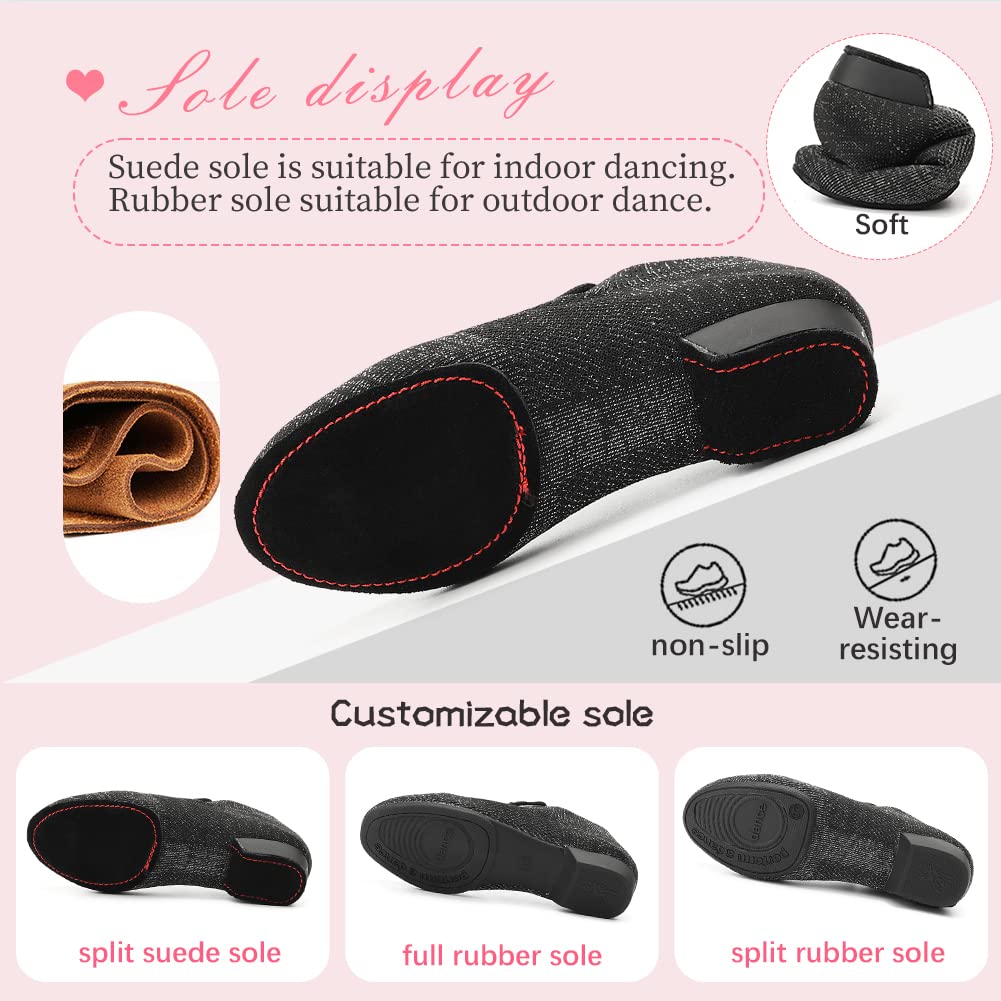 YKXLM Women's Ballroom Dance Shoes - Low Heel Standard Practice Sneakers for Social Dancing | Beginner Latin Salsa Tango Shoes | Perfect for Dance Classes, Performances & Weddings