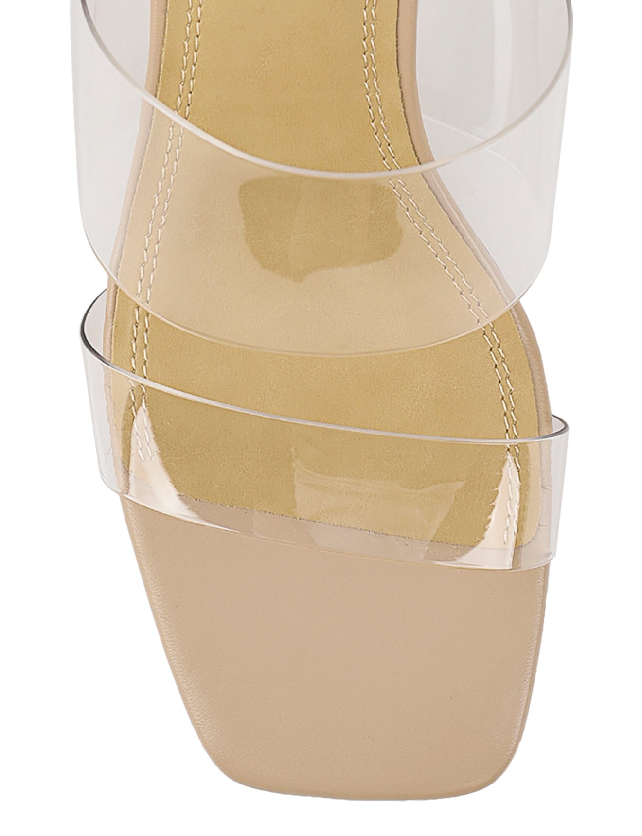 Strife Block Heel Mules for Women - Comfortable Seashell Nude Leather & Vinylite Slides | Perfect for Office, Date Night & Summer Outfits