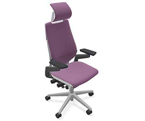 Steelcase Gesture Ergonomic Office Chair with Headrest - Cogent Connect Concord Fabric, High Back, Platinum Light Frame - Perfect for Home Office, Gaming & Workspaces