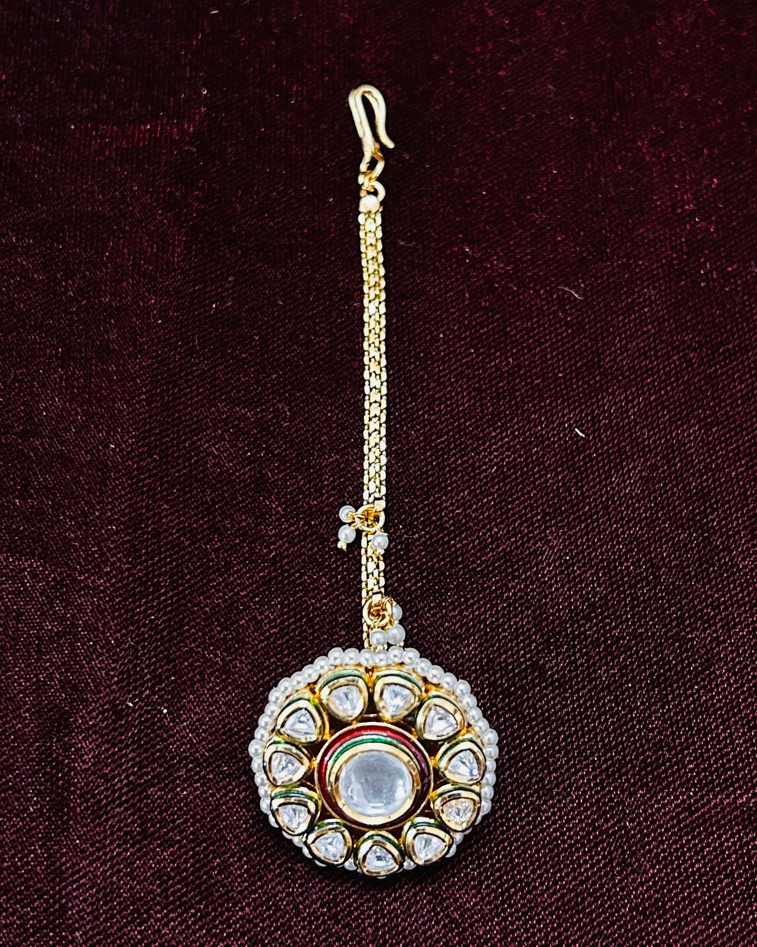 Royal Kundan Mangtikka Bridal Headpiece - 24K Gold Plated Designer Jewelry for Indian Weddings & Special Occasions (D118)