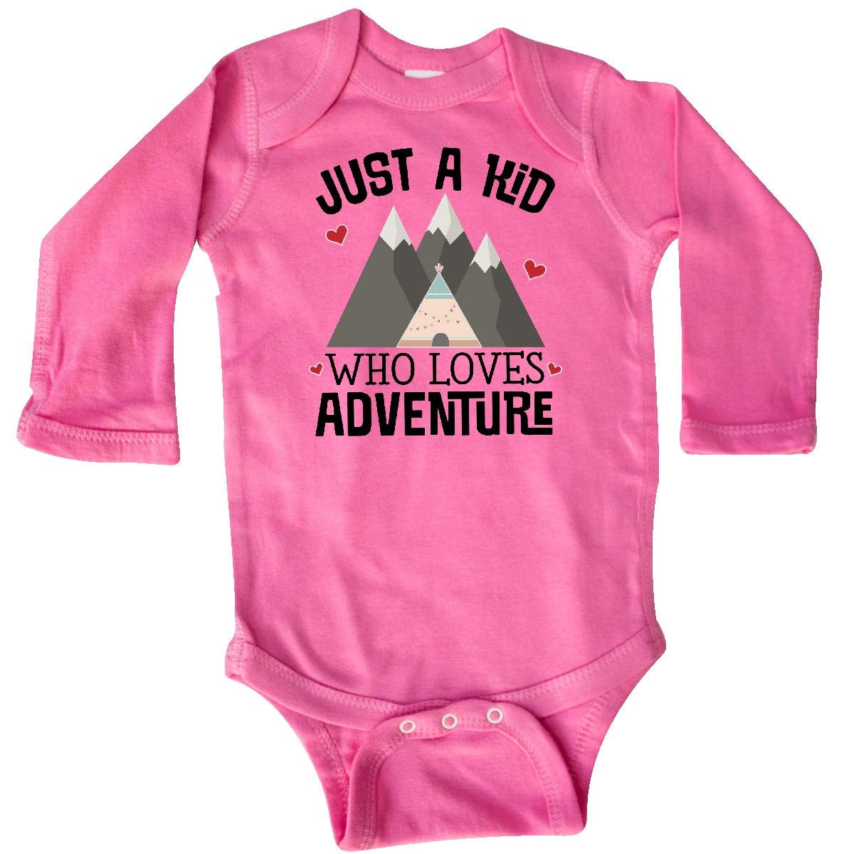 Inktastic Just a Kid Who Loves Adventure Long Sleeve Baby Bodysuit - Cute & Comfortable Infant Romper for Playtime, Outdoor Adventures & Photo Shoots