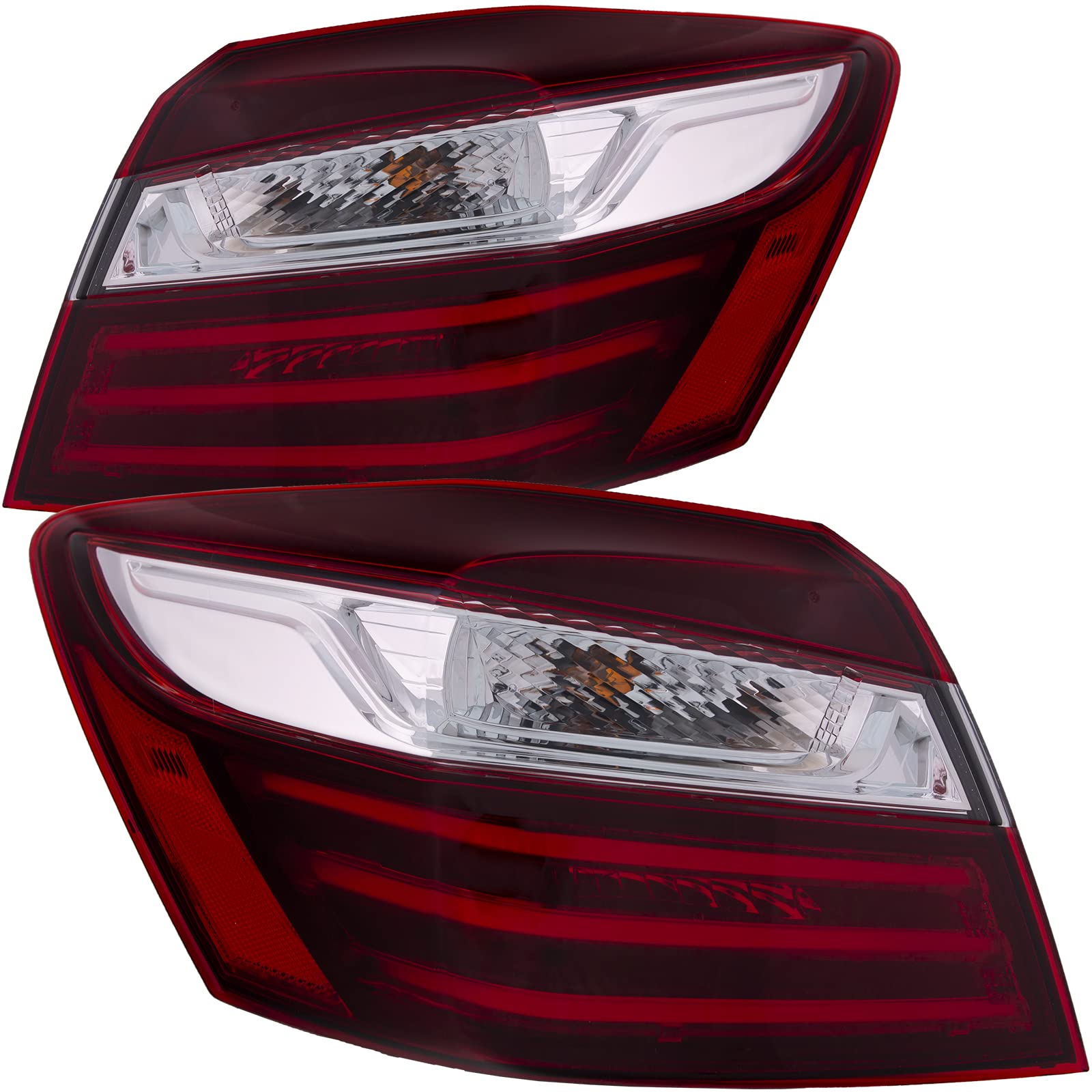 HEADLIGHTSDEPOT CAPA Certified Outer Tail Lights Set for 2016-2017 Honda Accord Sedan - Left Driver & Right Passenger Side Replacement - Perfect for Night Driving and Enhanced Vehicle Safety