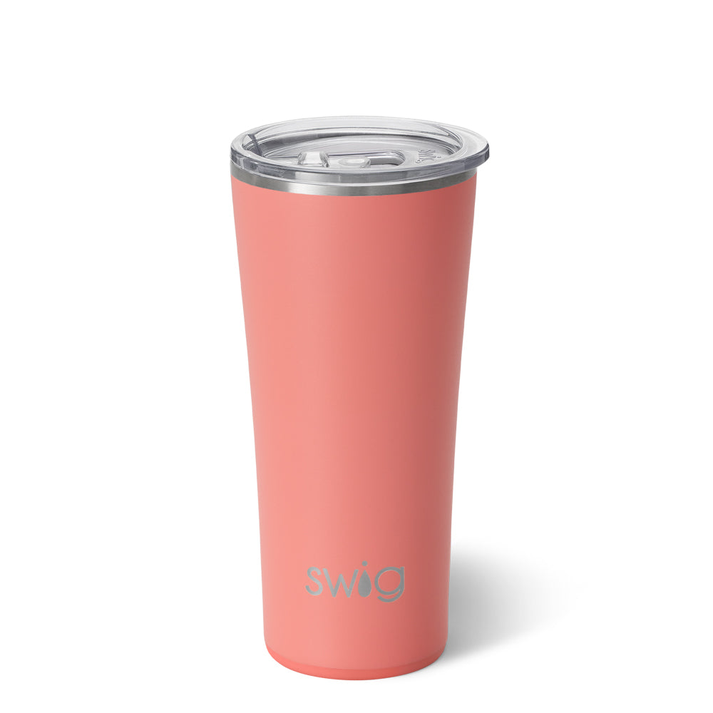 22oz Coral Tumbler with Lid and Straw - Insulated Stainless Steel Travel Mug for Hot & Cold Drinks - Perfect for Office, Gym, Hiking and Outdoor Activities