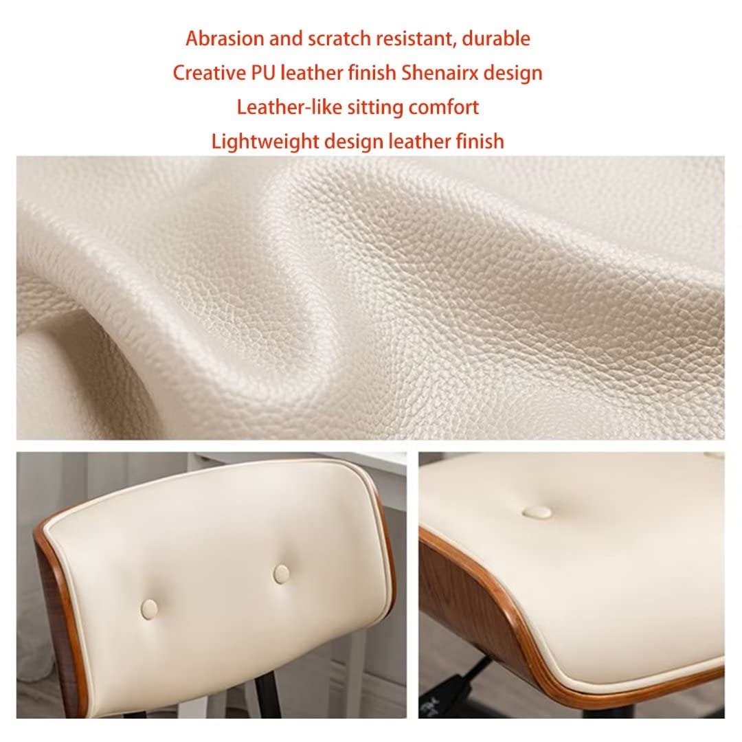 Ergonomic Home Office Chair with Wheels - Adjustable Height, Soft Upholstered Seat, Swivel Mid-Back Computer Desk Chair (White) - Perfect for Remote Work, Gaming & Study Sessions