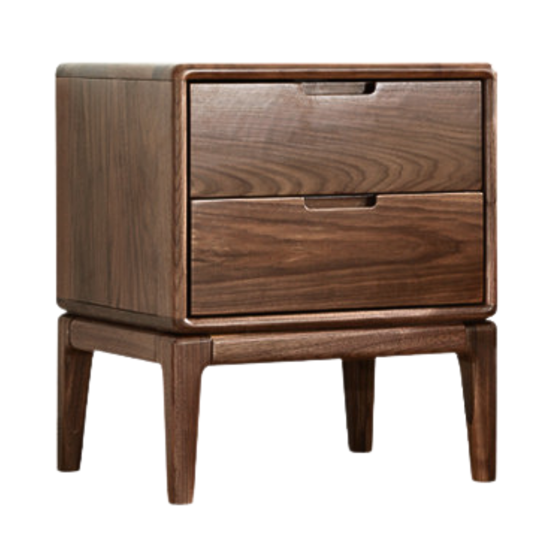 Premium Black Walnut & Ash Solid Wood Nightstand - Modern Nordic Style Bedside Table for Bedroom, Living Room, or Office - Durable & Stylish Furniture with Storage Shelf
