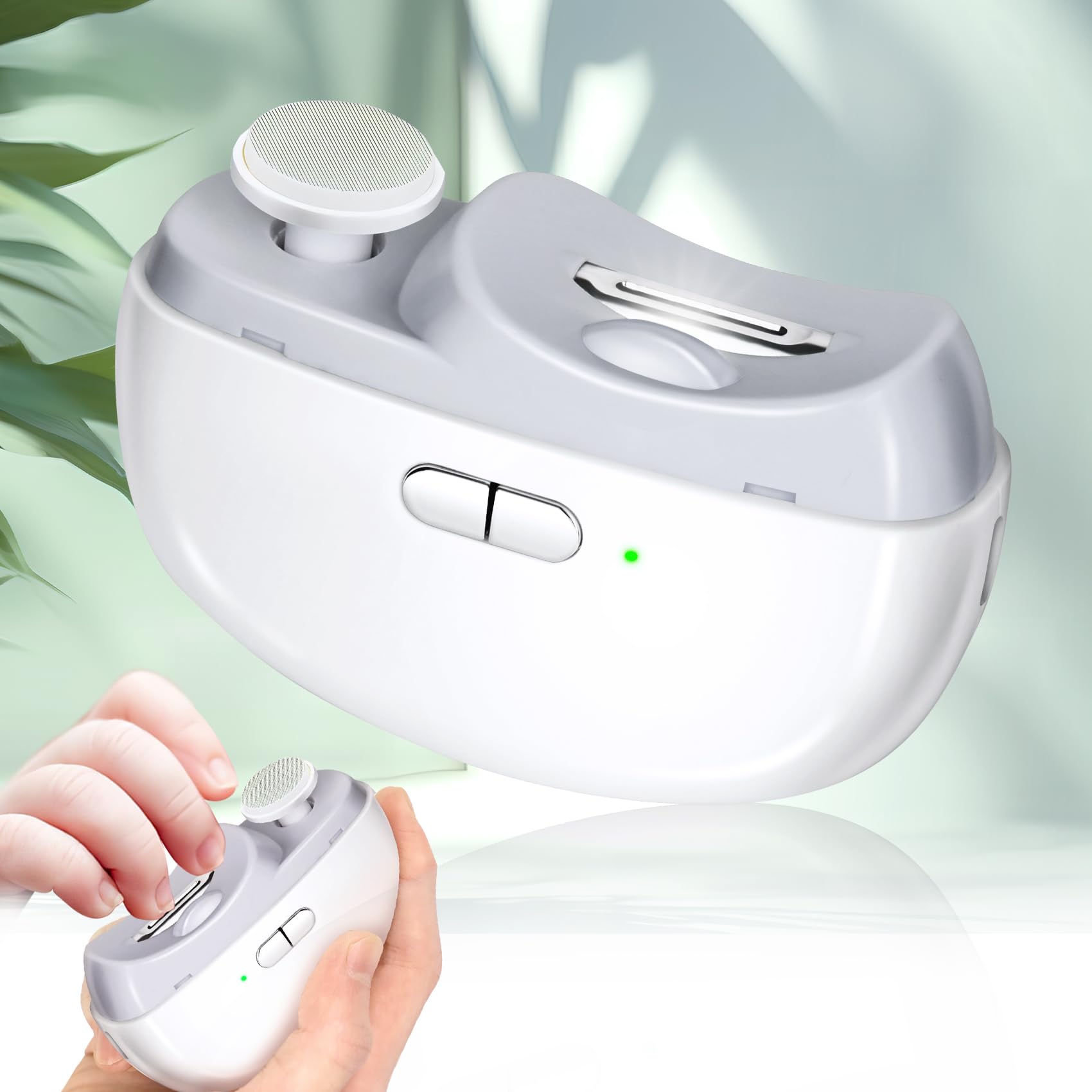 Electric Nail Clipper & Trimmer - 2 in 1 USB Rechargeable Nail File with LED Light & 2 Speed Settings | Safe for Babies, Kids, Adults & Seniors | Perfect for Home, Travel & Salon Use