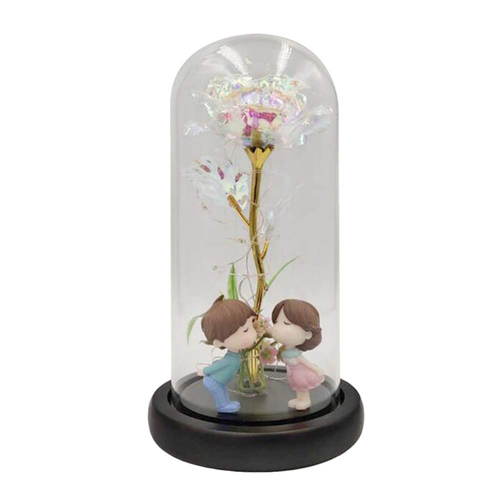 Enchanted Rose Light in Glass Dome - Gold Foil LED Rose Night Light for Valentine's Day, Mother's Day Gift - Perfect for Bedroom Decor, Romantic Dinner & Wedding Centerpiece (1Pcs)