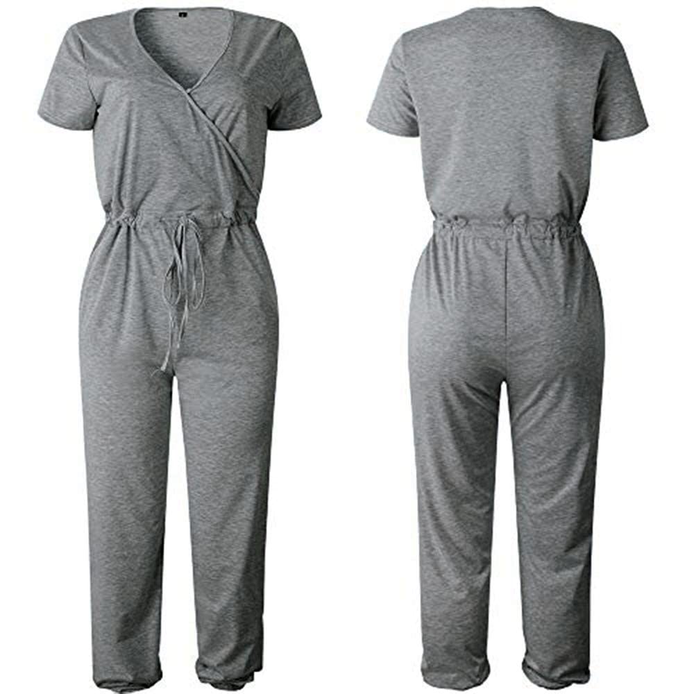 PRETTYGARDEN Women's Jumpsuits - 2025 Spring Summer Casual & Dressy Short Sleeve Romper - Airport Travel Outfit & Vacation Wear for Beach, Party & Everyday Style