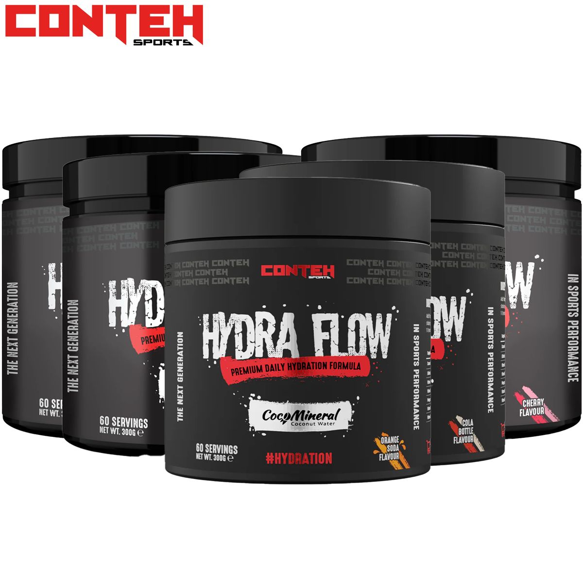 Conteh Sports Hydra Flow Daily Hydration Powder - 300g Electrolyte Drink Mix for Athletes & Active Lifestyles - Perfect for Workouts, Running & Outdoor Activities