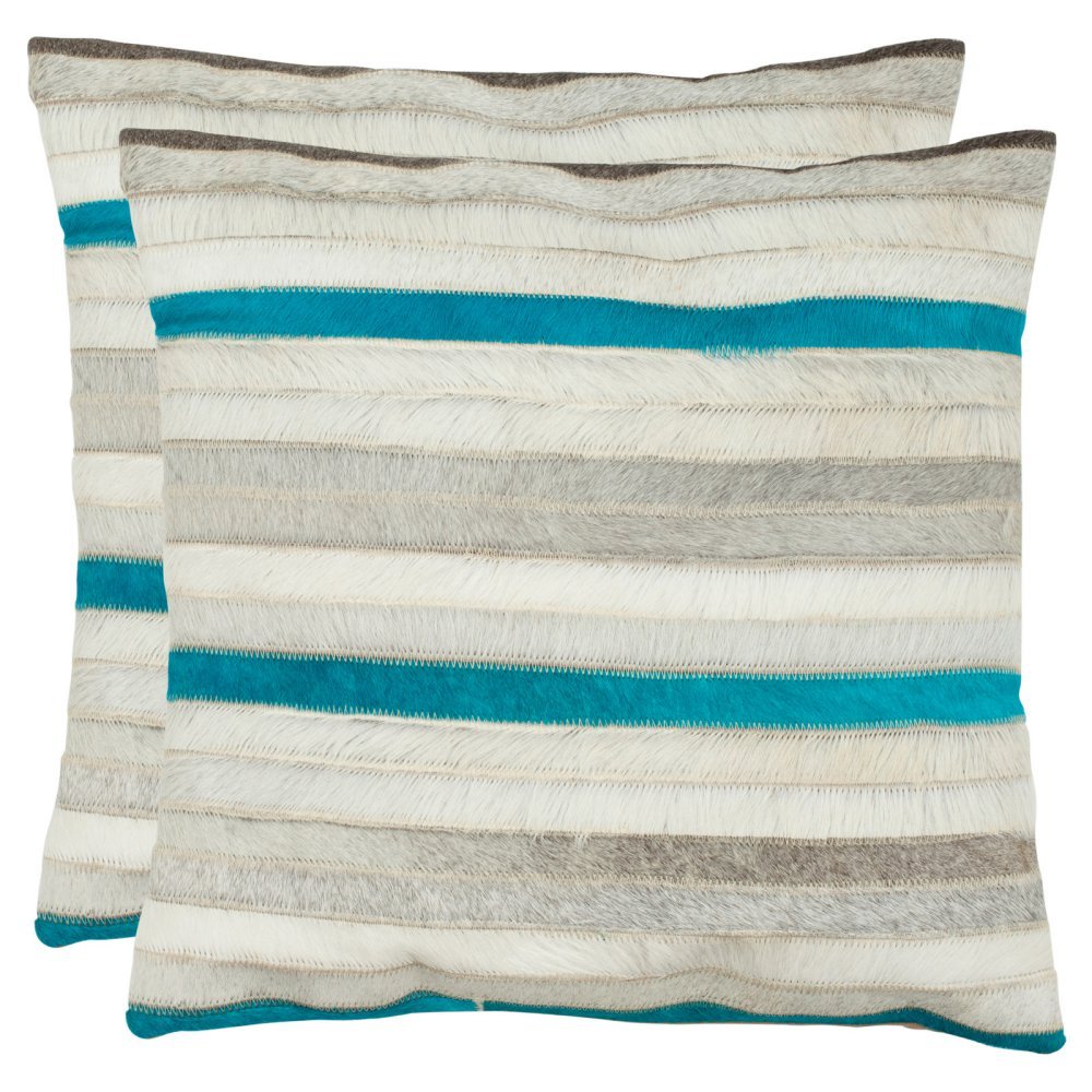 Safavieh Quinn Grey Throw Pillows Set of 2 - 18x18 Inch Decorative Cushions for Sofa, Bed & Living Room - Soft & Stylish Home Decor Accent