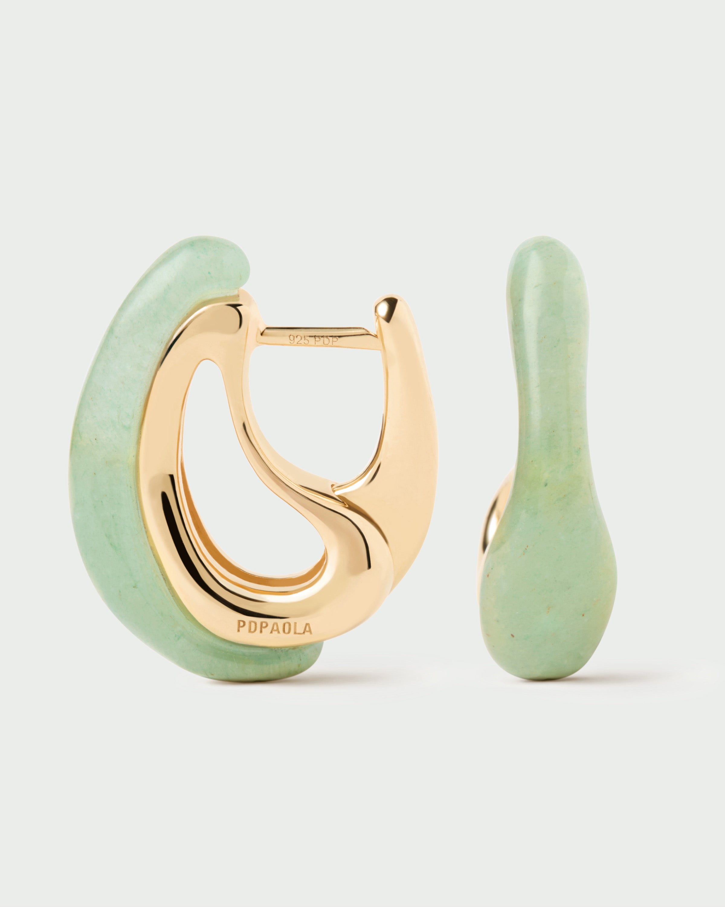 Green Aventurine Brisa Hoops - Elegant Dangle Earrings for Women, Healing Crystal Jewelry for Daily Wear & Special Occasions