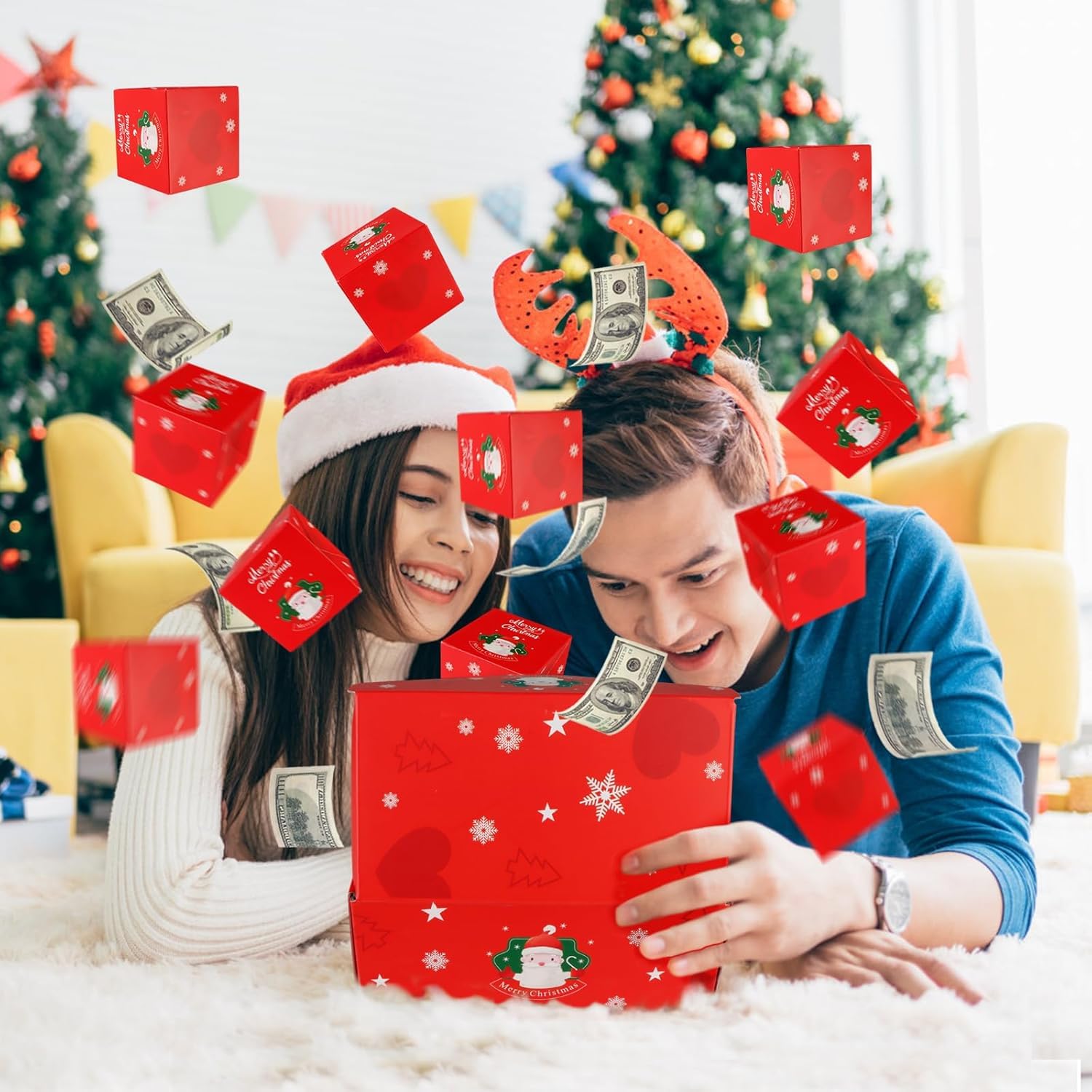 2024 New Pop-Up Explosion Gift Box - Unique Folding Bouncing Red Envelope Money Holder for Christmas & Birthdays | Surprise Present Box for Cash Gifts, Parties & Special Occasions